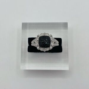 Rhodium Plated Diamond Accented Ring
